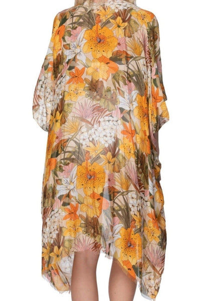 Pool to Party Kimono One Size / Beige / 50% Modal/50% Viscose Beautiful Day Print Coverup Kimono Wrap