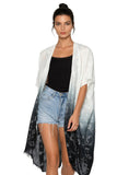 Pool to Party Kimono One Size / Black / 100% Cotton Woven Shine Hand Loomed Woven Jacquard  Kimono Coverup