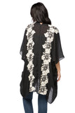 Pool to Party Kimono One Size / Black / 80% Polyester/20% Rayon Stitched Floral Embroidered Kimono in Black