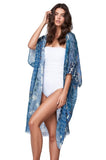 Pool to Party Kimono One Size / Blue / 100% Cotton Okinawa Print Kimono Coverup