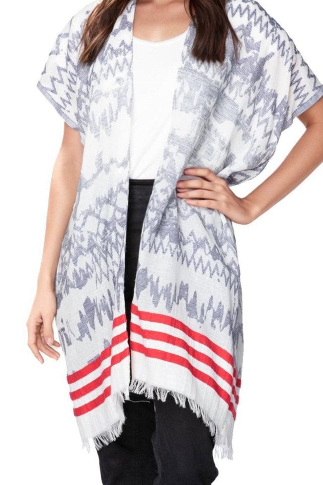 Pool to Party Kimono One Size / Denim / 100% Cotton Crestone Peak Jacquard Woven Fabric Kimono Coverup