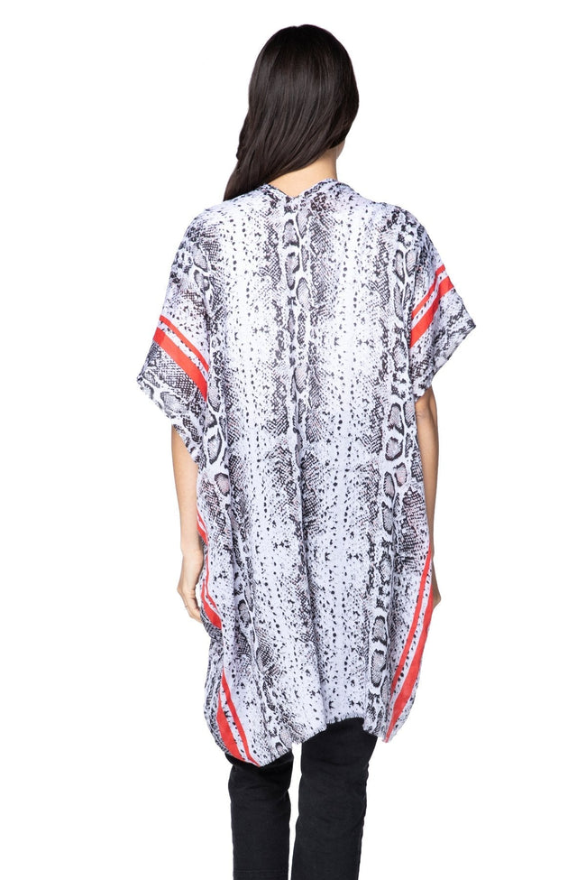 Pool to Party Kimono One Size / Grey / 100% Polyester Striped Scales Kimono Wrap