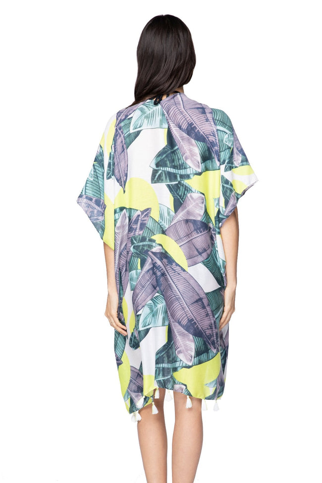 Pool to Party Kimono One Size / Lemon / 100% Polyester Neon Tropics Kimono Wrap