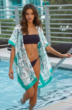 Pool to Party Kimono One Size / Mint / 100% Polyester Be My Lover Bold Print Kimono Coverup