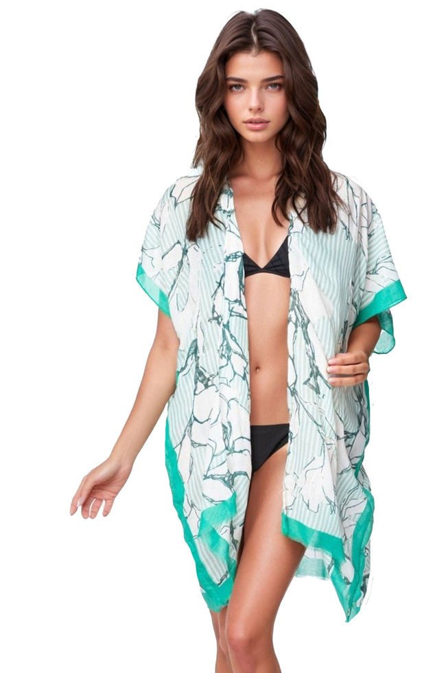 Pool to Party Kimono One Size / Mint / 100% Polyester Be My Lover Bold Print Kimono Coverup