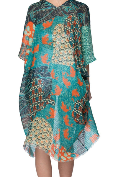 Pool to Party Kimono One Size / Multi / 100% Cotton Okinawa Print Kimono Coverup
