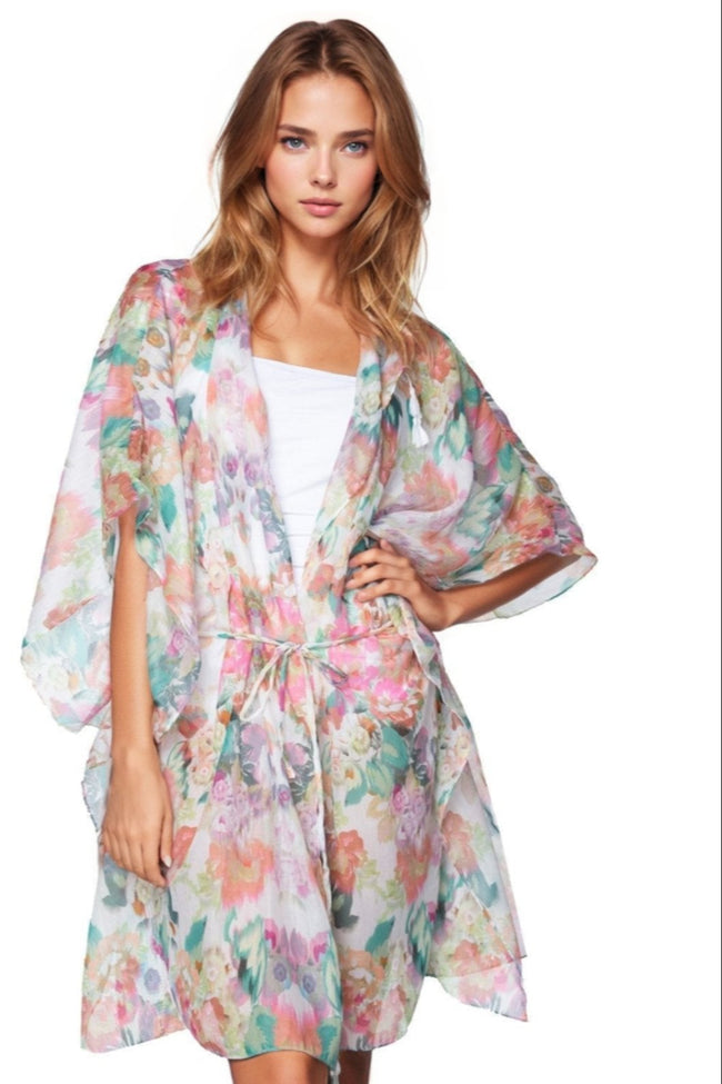 Pool to Party Kimono One Size / Multi / 100% Viscose The Cabana Kimono in Summer in Maui