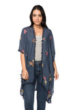 Pool to Party Kimono One Size / Navy / 65% Polyester/35% Viscose Dash of Daisy Embroidered Kimono in Navy