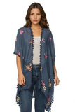 Pool to Party Kimono One Size / Navy / 65% Polyester/35% Viscose Dash of Daisy Navy Embroidered Kimono