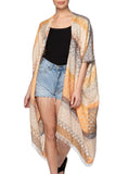 Pool to Party Kimono One Size / Orange / 50% Cotton, 30% Modal, 20% Linen Desert Scallops Print Kimono in Orange