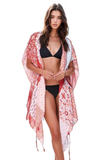 Pool to Party Kimono One Size / Red / 100% Polyester The Cabana Kimono in Marisa Patches