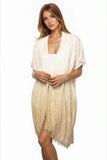 Pool to Party Kimono One Size / Tan / 100% Cotton Woven Shine Hand Loomed Woven Jacquard  Kimono Coverup