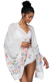 Pool to Party Kimono One Size / White / 80% Polyester/20% Rayon Daisy Chain Embroidered Kimono