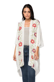 Pool to Party Kimono One Size / White / 80% Polyester/20% Rayon Floral Vines Embroidered Kimono Coverup