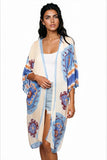 Pool to Party Kimono P2PBKJTD19 Super Soul Multi / One Size Bell Kimono Sleeve Kimono Coverup in Blue Prints