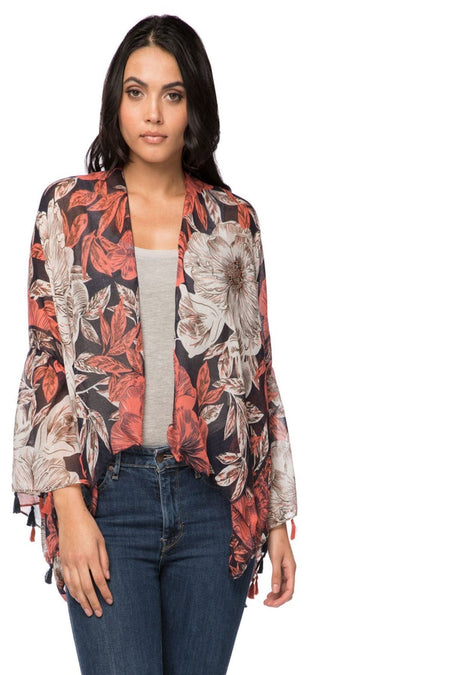Shades of Color Bell Kimono in Pink