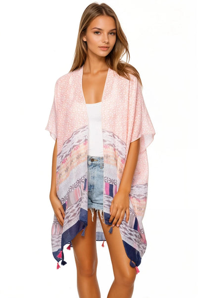 Pool to Party Kimono Pink / One Size Summer Darling Print Coverup Kimono Wrap