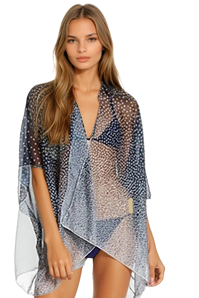 Pool to Party kimono Polka Dots print / One Size / Navy Polka Dots Print Coverup Kimono Wrap