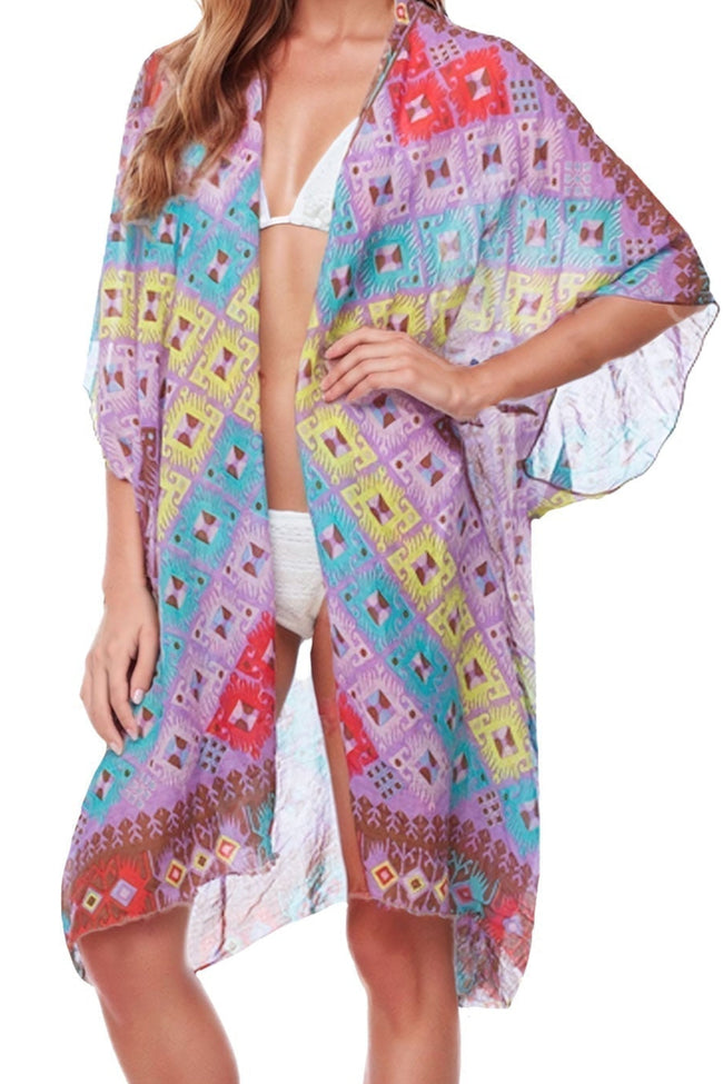 Pool to Party Kimono Purple / One Size Kimono Coverup in Desert Sundance Print