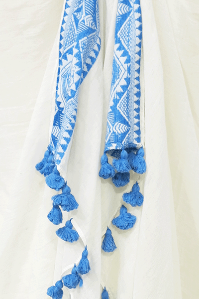 Pool to Party Kimono Sky / One Size Woven Wander Cotton Border Kimono Coverup