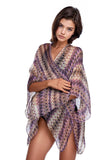 Pool to Party Kimono SPPPCS / One Size / AM-LAV Aztec Lavender Enchanting Silky Print Crop Kimono Coverup