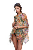 Pool to Party Kimono SPPPCS / One Size / IM-IMPR Impressionist Enchanting Silky Print Crop Kimono Coverup