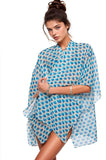 Pool to Party Kimono SPPPCS / One Size / MM-BL Miss Matched Blue Enchanting Silky Print Crop Kimono Coverup