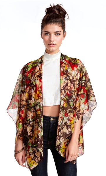 Pool to Party Kimono SPPPCS / One Size / S10 Red Tropical Bouquet Enchanting Silky Print Crop Kimono Coverup