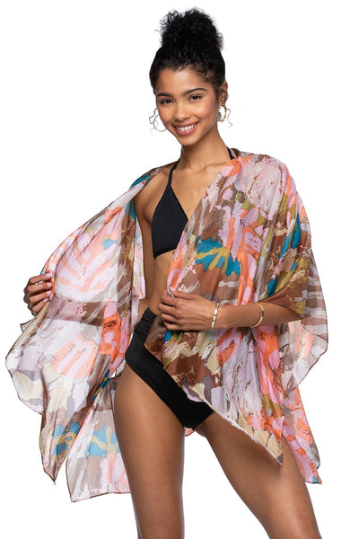 Pool to Party Kimono SPPPCS / One Size / S17-PK Pink Different Strokes Enchanting Silky Print Kimono
