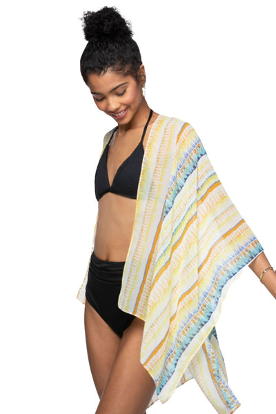Pool to Party Kimono SPPPCS / One Size / SR-BL Sunrise Bl Enchanting Silky Print Crop Kimono Coverup