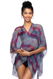 Pool to Party Kimono SPPPCS / One Size / SS-Blue Scripted Stripe Enchanting Silky Print Crop Kimono Coverup