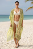 Pool to Party Kimono Yellow / One Size Light Paisley Print Coverup Kimono Wrap