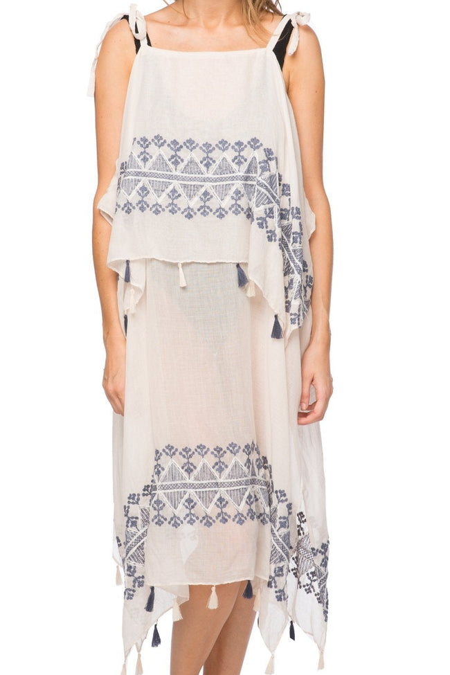 Pool to Party Maxi Coastal Getaway Dress / One Size / Ivory May Showers Embroidery Fabric | Coastal Getaway Dress