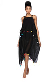 Pool to Party Maxi Coastal Getaway Dress Rainbow Pom Pom / One Size / Black Rainbow Pom Pom | Coastal Getaway Dress