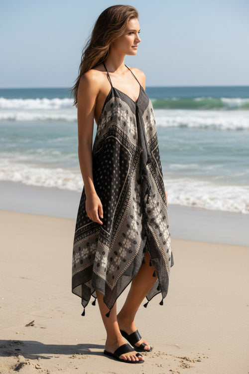 pool-to-party-maxi-one-size-black-Maxi Halter Sundress Coverup in Night Horizon Print