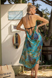 Pool to Party Maxi One Size / Blue / 100% Cotton Maxi Tassel Dress in Embroidered Jungle