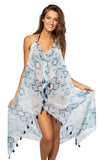 Pool to Party Maxi One Size / Blue / 100% Poly Maxi Halter Sundress Coverup in Cosmic Drama Print Pink