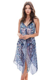 Pool to Party Maxi One Size / Blue / 100% Poly Maxi Halter Sundress Coverup in Fields of Florals