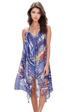 Pool to Party Maxi One Size / Blue / 100% Poly Maxi Halter Sundress Coverup in Swirling Plains print