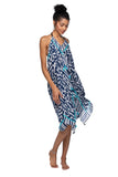 Pool to Party Maxi One Size / Blue / 100% Polyester Maxi Halter Sundress Coverup  in Dreamscape Print