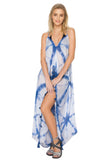 Pool to Party Maxi One Size / Blue / 100% Polyester Maxi Halter Sundress Coverup in Voyager Print
