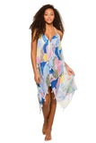 Pool to Party Maxi One Size / Blue / 100% Polyester Maxi Halter Sundress Coverup  in Wild Habitat Print