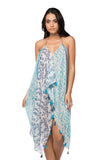 Pool to Party Maxi One Size / Blue / 100% Polyester Maxi Tassel Sundress Coverup in Tiny Flowers Print
