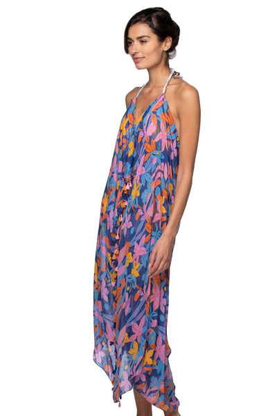 Pool to Party Maxi One Size / Blue / 50% Modal/50% Viscose Maxi Tassel Dress in Amazing Bloom