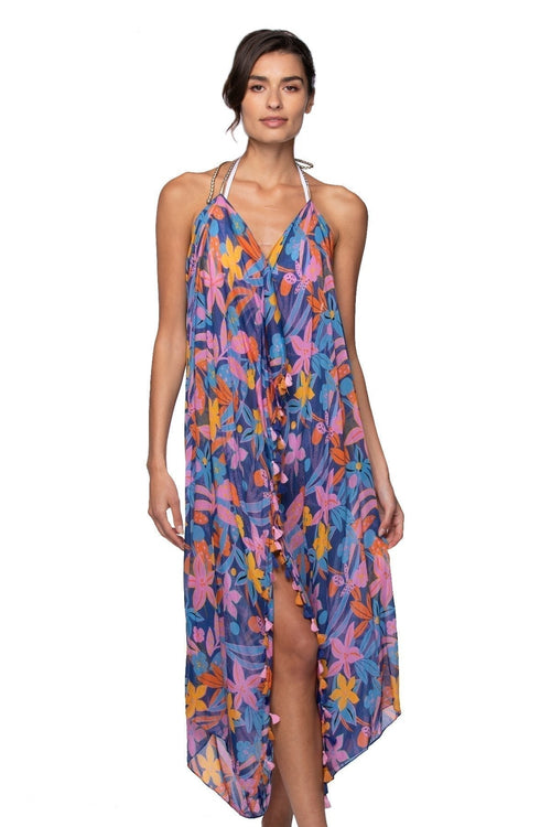 Pool to Party Maxi One Size / Blue / 50% Modal/50% Viscose Maxi Tassel Dress in Amazing Bloom