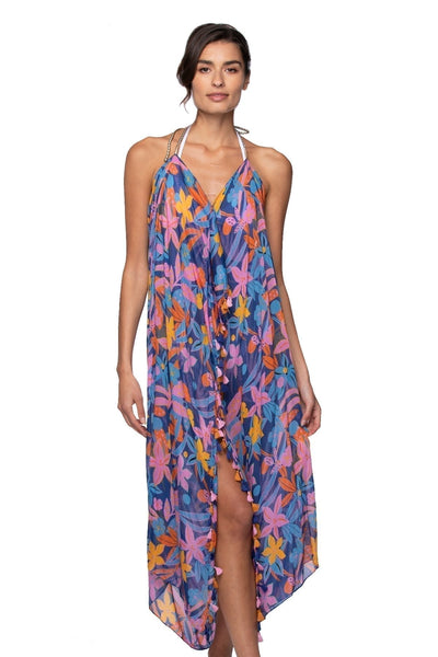 Pool to Party Maxi One Size / Blue / 50% Modal/50% Viscose Maxi Tassel Dress in Amazing Bloom