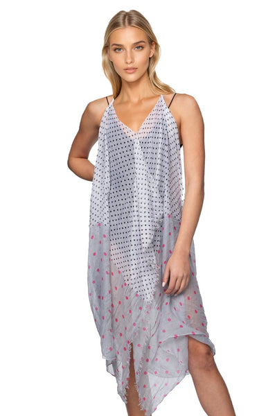 Pool to Party Maxi One Size / Gray / 100% Polyester Maxi Tassel Coverup Sundress in Lots O' Dots Grey-Black Print