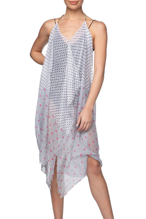 Pool to Party Maxi One Size / Gray / 100% Polyester Maxi Tassel Dress in Lots O' Dots