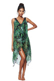 Pool to Party Maxi One Size / Green / 100% Poly Maxi Halter Sundress Coverup  in Palms in the Moonlight Print