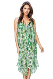 Pool to Party Maxi One Size / Green / 100% Poly Maxi Tassel Sundress Coverup in Leafy Delight Print